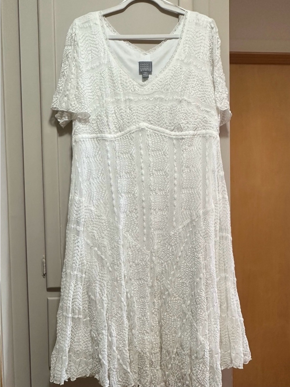 Rabbit Rabbit White Lace V-Neck Dress